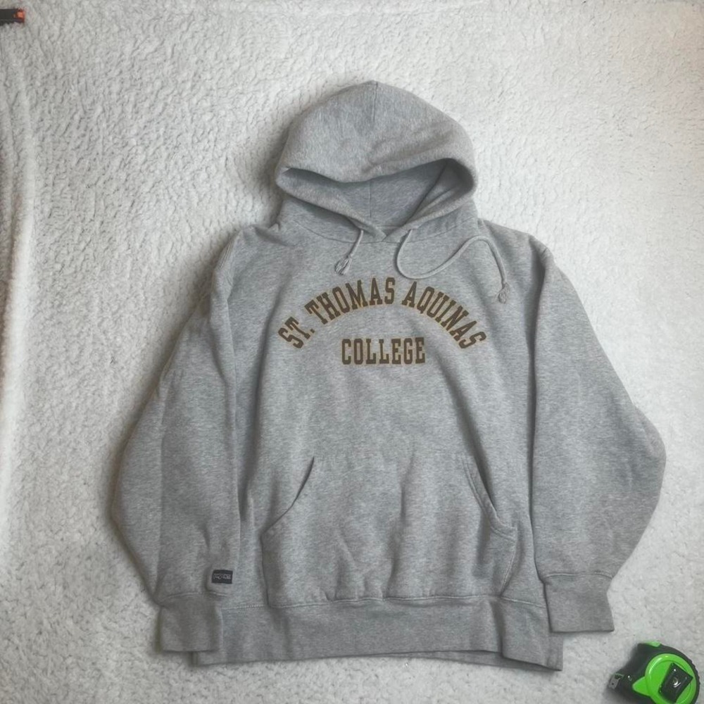 Vintage Jansport St. Thomas Aquinas college men's‎ grey hoodie collegiate L